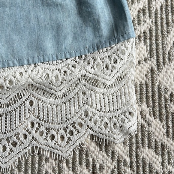 Miami Brand Chambray Halter Top w/ Lace - Picture 4 of 6